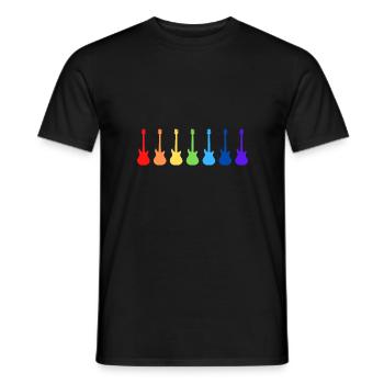 Gitarren Musik LGBT GAY Pride Shirt Guitar Rainbow - Men's T-Shirt - black - Front - AI Model Male 178 light (178cm)