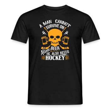 A man needs hockey - Men's T-Shirt - black - Front - AI Model Male 178 light (178cm)