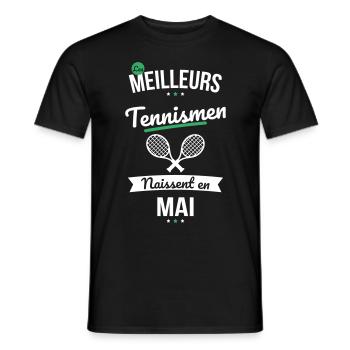 Les meilleurs tennismen naissent en Mai - T-shirt homme - noir - Devant - AI Model Male 178 light (178cm)