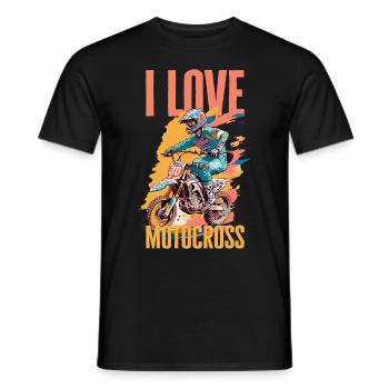 I Love Motocross - Cool Motocross Design - Men's T-Shirt - black - Front - AI Model Male 178 light (178cm)