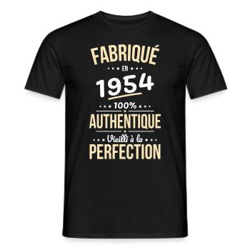Anniversaire 70 ans - Fabriqué en 1954 - T-shirt homme - noir - Devant - AI Model Male 178 light (178cm)