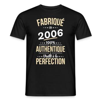 Anniversaire 18 ans - Fabriqué en 2006 - T-shirt homme - noir - Devant - AI Model Male 178 light (178cm)