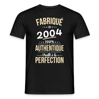 Anniversaire 20 ans - Fabriqué en 2004 - T-shirt homme - noir - Devant - AI Model Male 178 light (178cm)