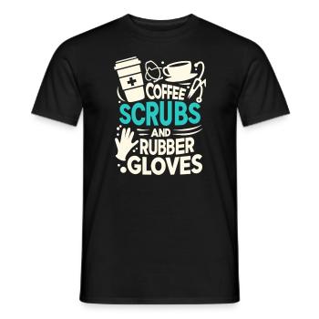 Kaffee, Kittel und Gummihandschuhe - Männer T-Shirt - Schwarz - Vorne - AI Model Male 178 light (178cm)