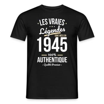 80-jähriges Jubiläum - 1945 werden Legenden geboren - Männer T-Shirt - Schwarz - Vorne - AI Model Male 178 light (178cm)
