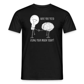 Funny Brain Design – Pensez-y ! - T-shirt homme - noir - Devant - AI Model Male 178 light (178cm)