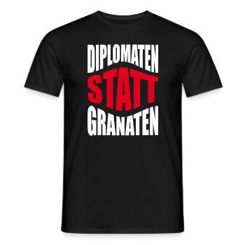 Diplomaten statt Granaten - Männer T-Shirt - Schwarz - Vorne - AI Model Male 178 light (178cm)