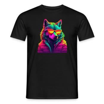 Loup avec des lunettes de soleil Loups Prédateur Nature Forêt - T-shirt homme - noir - Devant - AI Model Male 178 light (178cm)