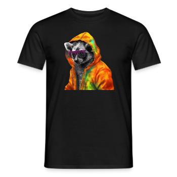 Lemur with Sunglasses Colorful Cool Ring-tailed lemur forest animal - Men's T-Shirt - black - Front - AI Model Male 178 light (178cm)