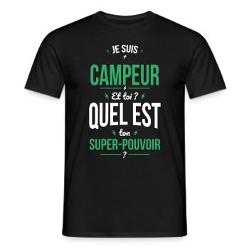 Je suis campeur - Super-pouvoir - T-shirt homme - noir - Devant - AI Model Male 178 light (178cm)