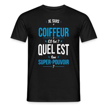 Je suis coiffeur - Super-pouvoir - T-shirt homme - noir - Devant - AI Model Male 178 light (178cm)