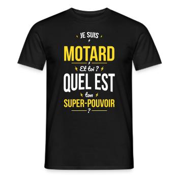 Je suis motard - Quel est ton super-pouvoir? - T-shirt homme - noir - Devant - AI Model Male 178 light (178cm)