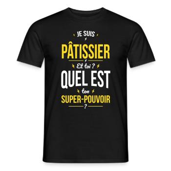 Je suis pâtissier - Super-pouvoir - T-shirt homme - noir - Devant - AI Model Male 178 light (178cm)