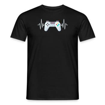 Gamer Heartbeat Funny Jeu vidéo Vintage Gaming - T-shirt homme - noir - Devant - AI Model Male 178 light (178cm)