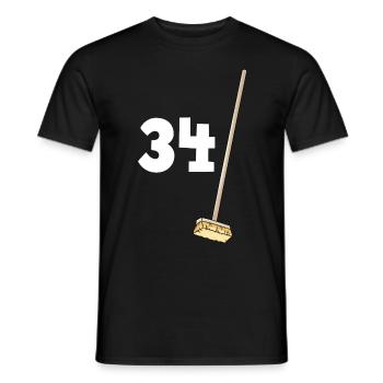 34 Brooms Gift Humor Birthday - Men's T-Shirt - black - Front - AI Model Male 178 light (178cm)