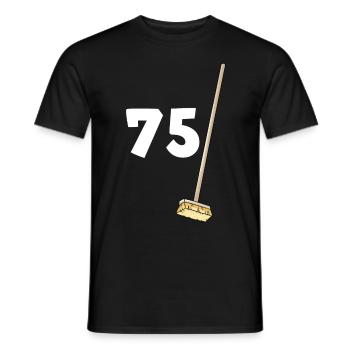 Anniversaire 75 balais Humour Citation Papy Mamie - T-shirt homme - noir - Devant - AI Model Male 178 light (178cm)