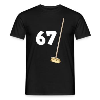 67 birthday brooms 67 years old man or woman - Men's T-Shirt - black - Front - AI Model Male 178 light (178cm)
