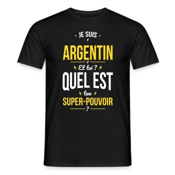 Je suis Argentin - Super-pouvoir - Cadeau Humour - T-shirt homme - noir - Devant - AI Model Male 178 light (178cm)