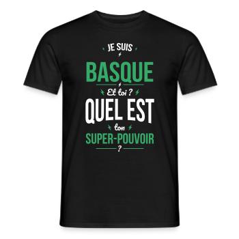 Je suis Basque - Super-pouvoir - Cadeau Humour - T-shirt homme - noir - Devant - AI Model Male 178 light (178cm)