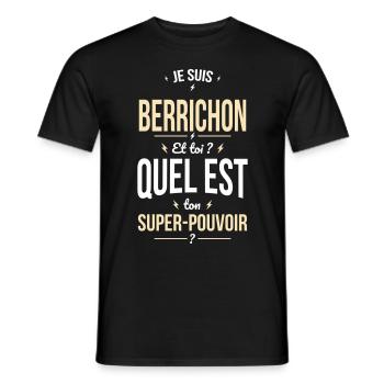 Je suis Berrichon - Super-pouvoir - Cadeau Humour - T-shirt homme - noir - Devant - AI Model Male 178 light (178cm)