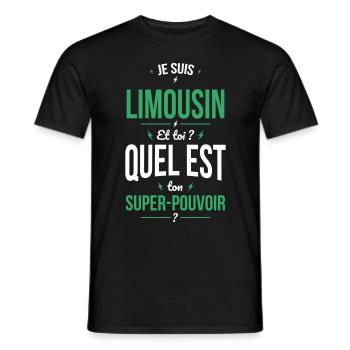 Je suis Limousin - Super-pouvoir - Cadeau Humour - T-shirt homme - noir - Devant - AI Model Male 178 light (178cm)