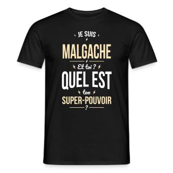 Je suis Malgache - Super-pouvoir - Cadeau Humour - T-shirt homme - noir - Devant - AI Model Male 178 light (178cm)