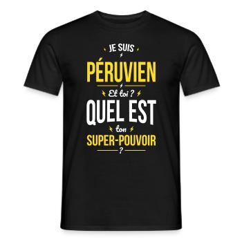 Je suis Péruvien - Super-pouvoir - Cadeau Humour - T-shirt homme - noir - Devant - AI Model Male 178 light (178cm)