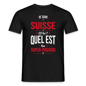 Je suis Suisse - Super-pouvoir - Cadeau Humour - T-shirt homme - noir - Devant - AI Model Male 178 light (178cm)