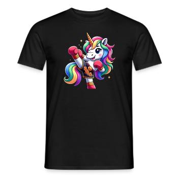 Niedliches Muay Thai Einhorn - Männer T-Shirt - Schwarz - Vorne - AI Model Male 178 light (178cm)