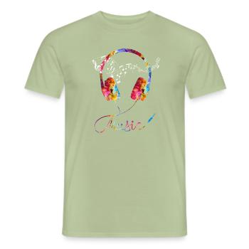 Music - Men's T-Shirt - sage - Front - AI Model Male 178 light (178cm)
