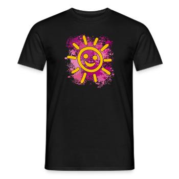 Smiling sun on colorful splashes of color - Men's T-Shirt - black - Front - AI Model Male 178 light (178cm)