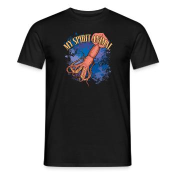 Calmar Calmar géant sur des éclaboussures colorées de couleur - T-shirt homme - noir - Devant - AI Model Male 178 light (178cm)