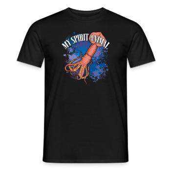 Calmar Calmar géant sur des éclaboussures colorées de couleur - T-shirt homme - noir - Devant - AI Model Male 178 light (178cm)