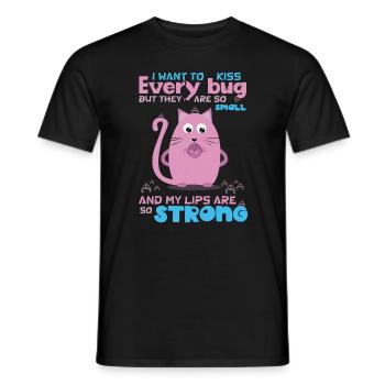 Funny Quote with Cat, Insect Humor - Men's T-Shirt - black - Front - AI Model Male 178 light (178cm)
