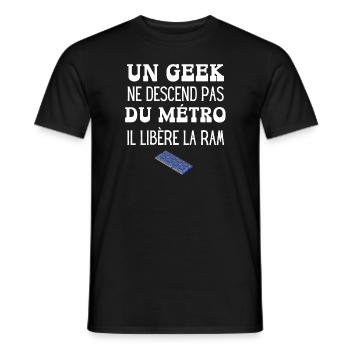 un geek ne descend pas du métro - T-shirt homme - noir - Devant - AI Model Male 178 light (178cm)
