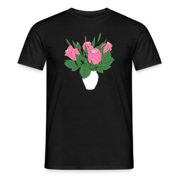 roses floral pattern blossom floral rose flower - Men's T-Shirt - black - Front - AI Model Male 178 light (178cm)
