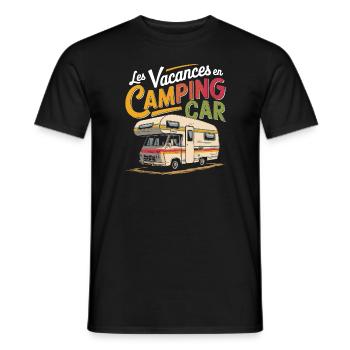 Les vacances en camping car - T-shirt homme - noir - Devant - AI Model Male 178 light (178cm)
