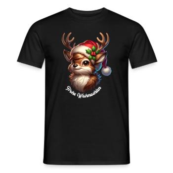 Frohe Weihnachten Geschenkidee - Rentier - Männer T-Shirt - Schwarz - Vorne - AI Model Male 178 light (178cm)