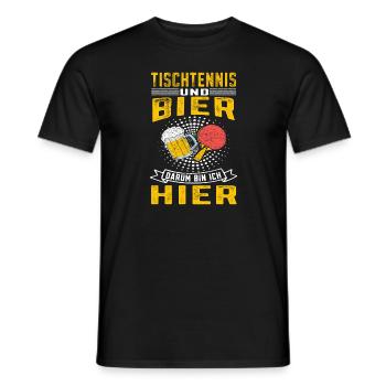 Tischtennis und Bier darum bin ich hier Ping Pong - Männer T-Shirt - Schwarz - Vorne - AI Model Male 178 light (178cm)