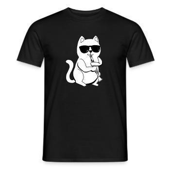 Coole Katze Klarinettenspieler Geschenk - Männer T-Shirt - Schwarz - Vorne - AI Model Male 178 light (178cm)