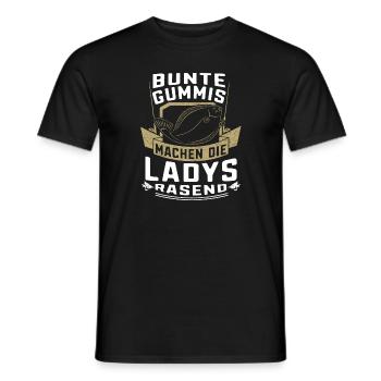 Bunte Gummis machen die Ladys rasend Angelfreunde - Männer T-Shirt - Schwarz - Vorne - AI Model Male 178 light (178cm)