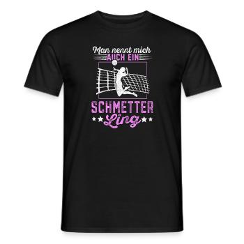 Volleyball Mann nennt mich auch ein Schmetterling - Männer T-Shirt - Schwarz - Vorne - AI Model Male 178 light (178cm)