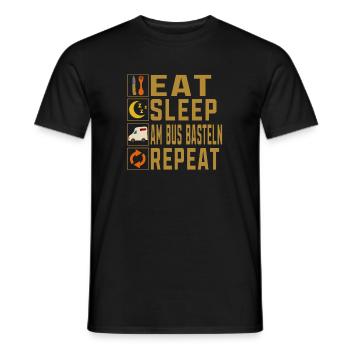 Camping Eat Sleep Am Bus Basteln Repeat - Männer T-Shirt - Schwarz - Vorne - AI Model Male 178 light (178cm)