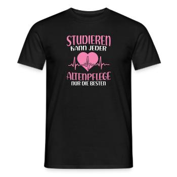 Pflegekraft Studieren kann jeder Altenpflege nur - Männer T-Shirt - Schwarz - Vorne - AI Model Male 178 light (178cm)