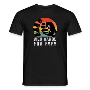 Vier Hände für Papa Baby Vatertagsgeschenk - Männer T-Shirt - Schwarz - Vorne - AI Model Male 178 light (178cm)