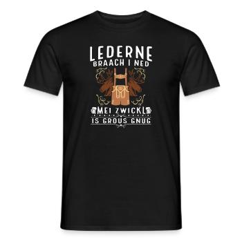 Trachtenshirt Lederne braach i ned Lausbua - Männer T-Shirt - Schwarz - Vorne - AI Model Male 178 light (178cm)