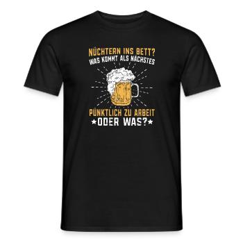 Nüchtern ins Bett Filmriss Biertrinker lustige - Männer T-Shirt - Schwarz - Vorne - AI Model Male 178 light (178cm)