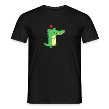 Crocodile Alligator mignon amour coeur charmant - T-shirt homme - noir - Devant - AI Model Male 178 light (178cm)