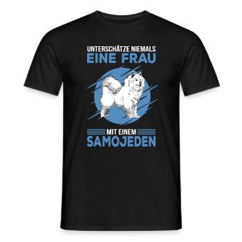 Samojede Samojeden Schlittenhund Frauchen Spruch - Männer T-Shirt - Schwarz - Vorne - AI Model Male 178 light (178cm)