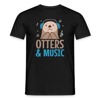 Loutres et musicien de musique Sea Animal Forest - T-shirt homme - noir - Devant - AI Model Male 178 light (178cm)